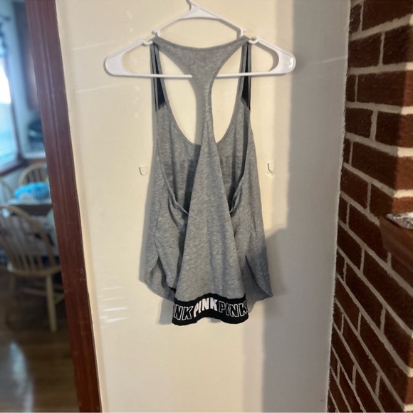 PINK Victoria’s Secret women’s size medium t back tank top”Always Running Late” - Picture 3 of 4